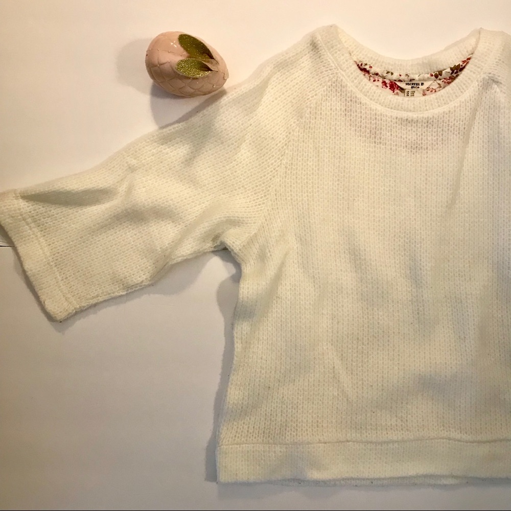 Forever 21 Sweater Cream 3/4 sleeve